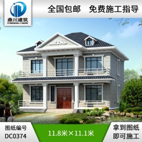 二層帶陽臺農(nóng)村小別墅效果圖及施工圖_農(nóng)村自建房設計圖,鼎川別墅圖紙