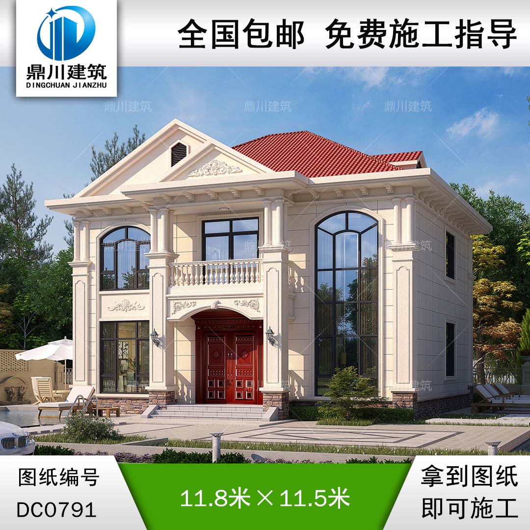 二層帶陽(yáng)臺(tái)復(fù)式別墅施工圖紙及效果圖_新農(nóng)村自建房設(shè)計(jì),鼎川建筑