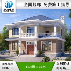 二層簡約帶陽臺(tái)小別墅效果圖及施工圖紙_農(nóng)村自建房設(shè)計(jì),鼎川建筑