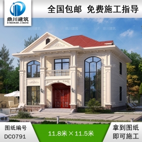 二層帶陽臺(tái)復(fù)式別墅施工圖紙及效果圖_新農(nóng)村自建房設(shè)計(jì),鼎川建筑
