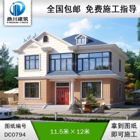 簡約二層帶陽臺(tái)別墅圖紙及效果圖_農(nóng)村兩層自建房設(shè)計(jì),鼎川建筑