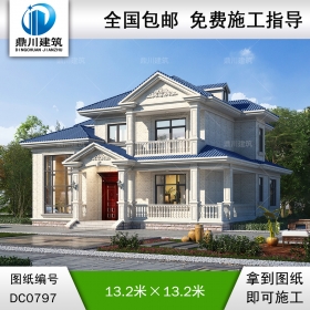 二層帶陽臺(tái)小別墅全套施工圖紙及效果圖_農(nóng)村自建房設(shè)計(jì),鼎川建筑