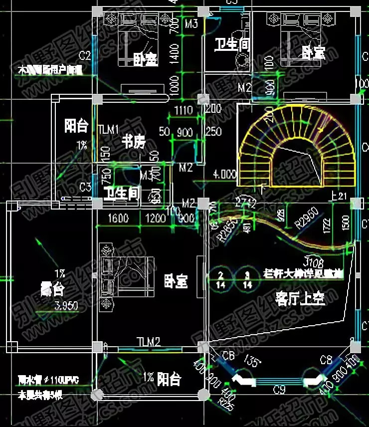 挑空客廳+旋轉樓梯，13×14三層優雅大氣歐式別墅